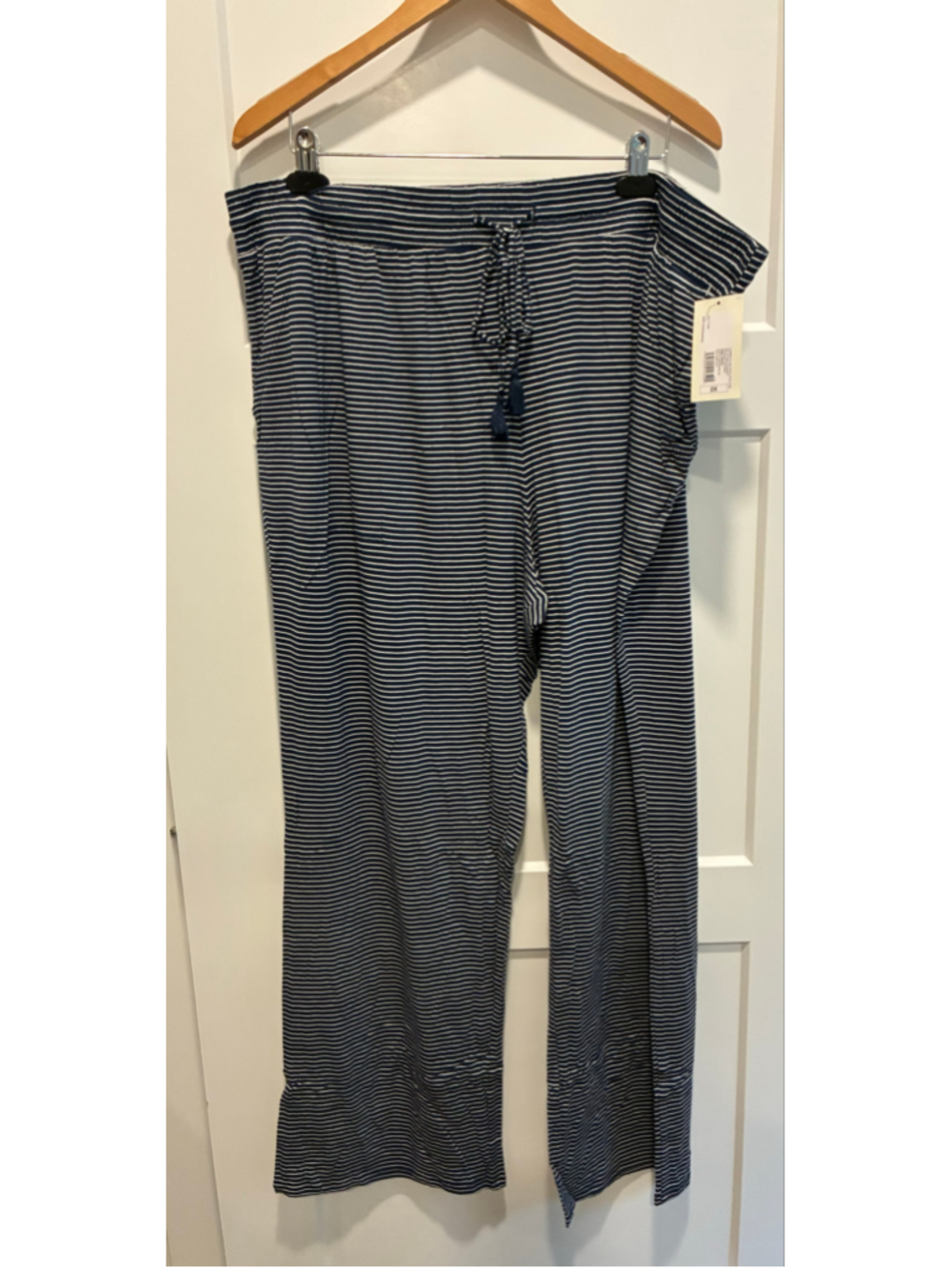 Stars Above Pajama Pants women 2X Navy Blue White Striped